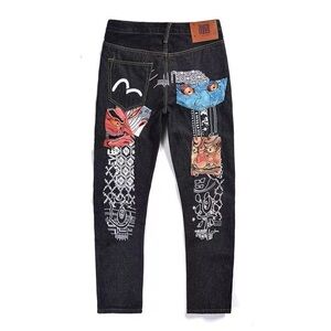 Evisu Men's Black Graphic Jeans